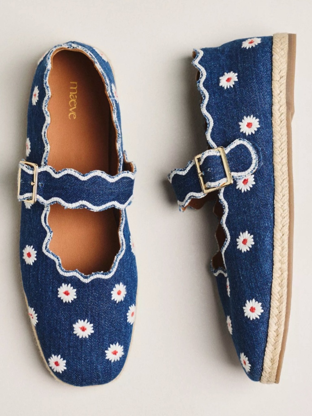 New in Box Maeve for Anthropologie Scalloped Edge Espadrille Mary Jane Flats